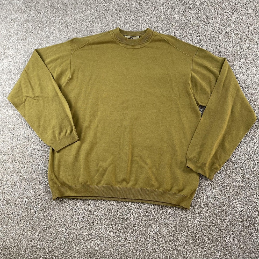 Tommy Bahama Sweater Mens XL Green Silk Blend Crewneck Lightweight Knit Pullover